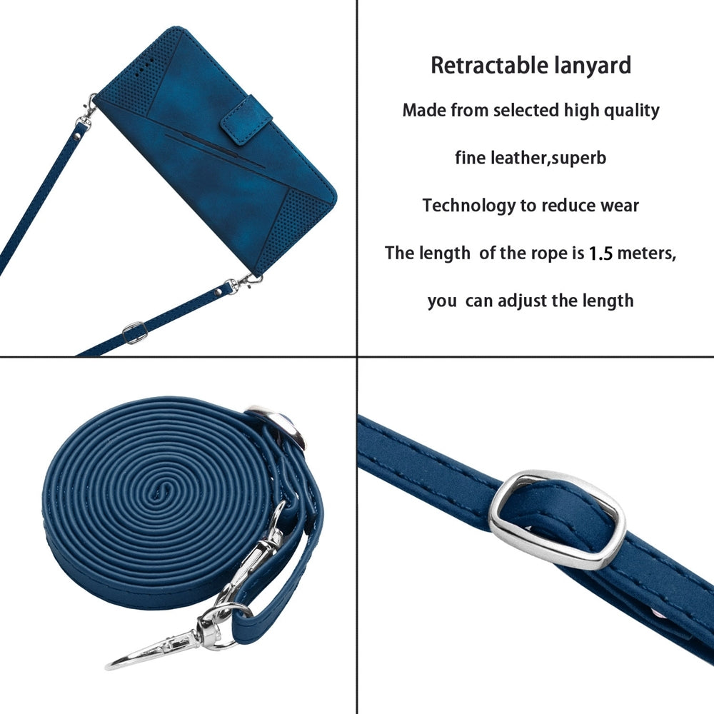 ELECTROPRIME For iPhone 15 Dream Triangle Leather Phone Case with Lanyard(Blue)