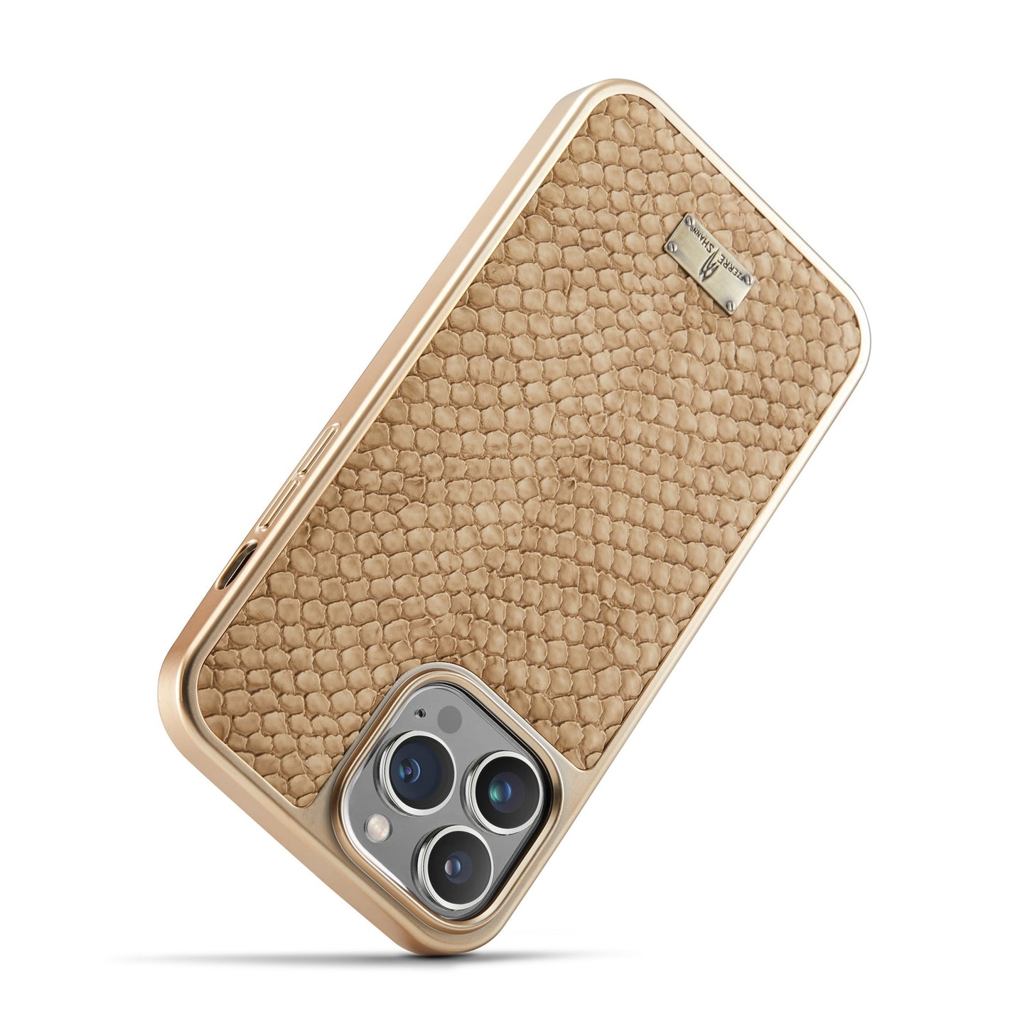 ELECTROPRIME For iPhone 15 Fierre Shann Snake Texture Electroplating PU Phone Case(White)