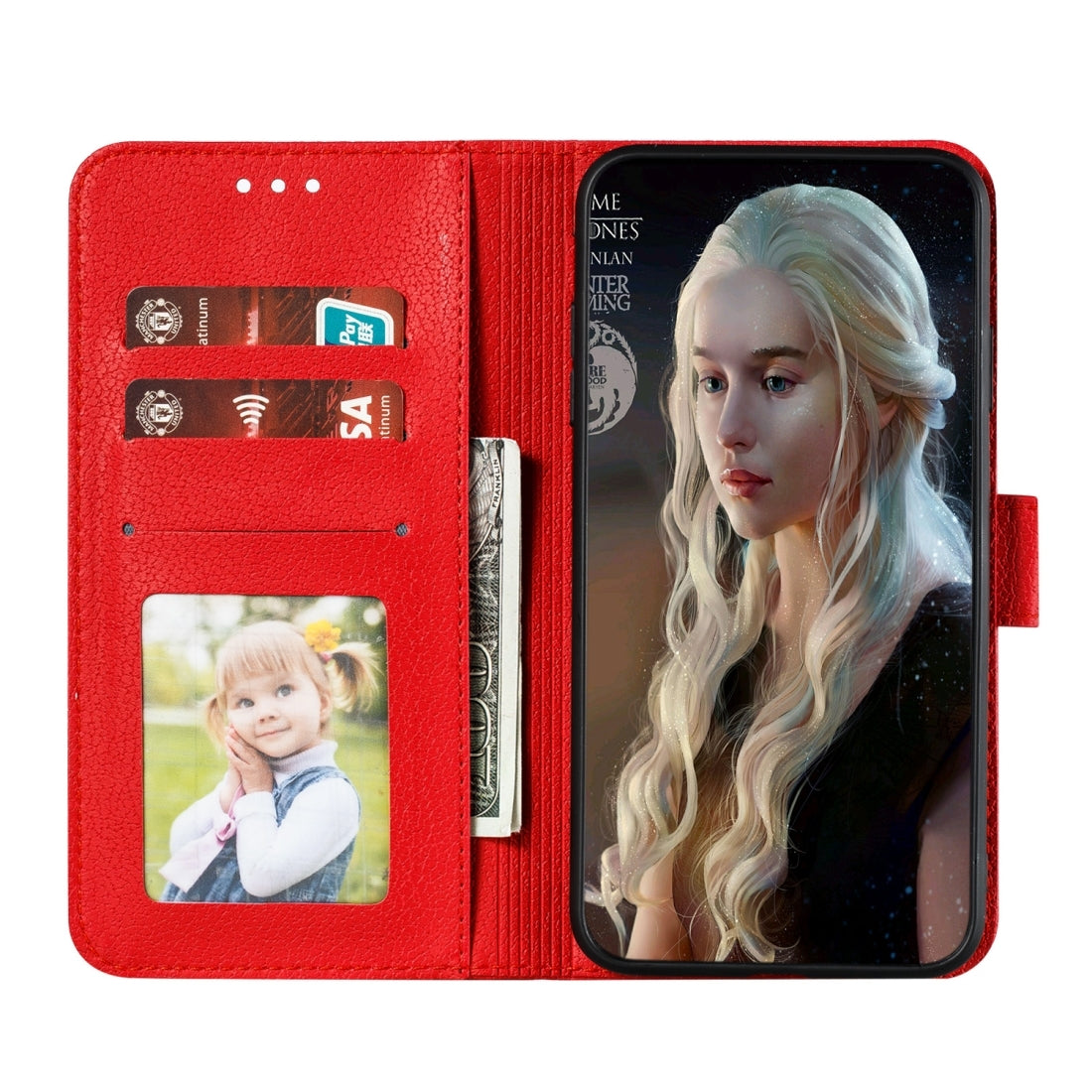 ELECTROPRIME For iPhone 15 Feather Pattern Litchi Texture Leather Phone Case(Red)