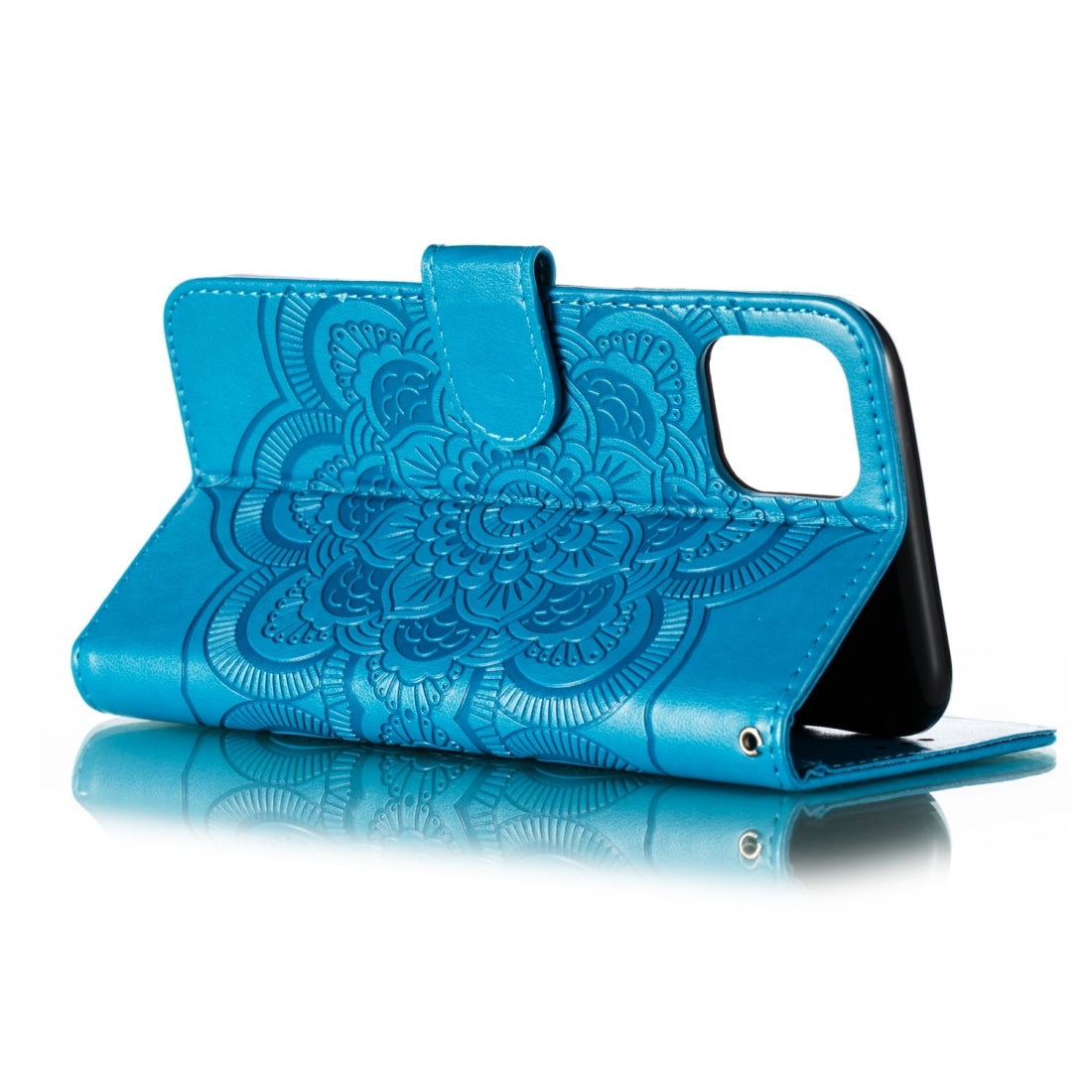 ELECTROPRIME For iPhone 15 Mandala Embossing Pattern Horizontal Flip Leather Phone Case(Blue)