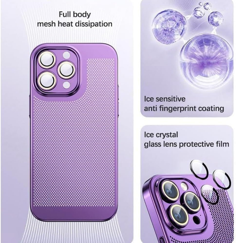 ELECTROPRIME For iPhone 15 Plus Fine Mesh Cooling Phone Case(Blue)