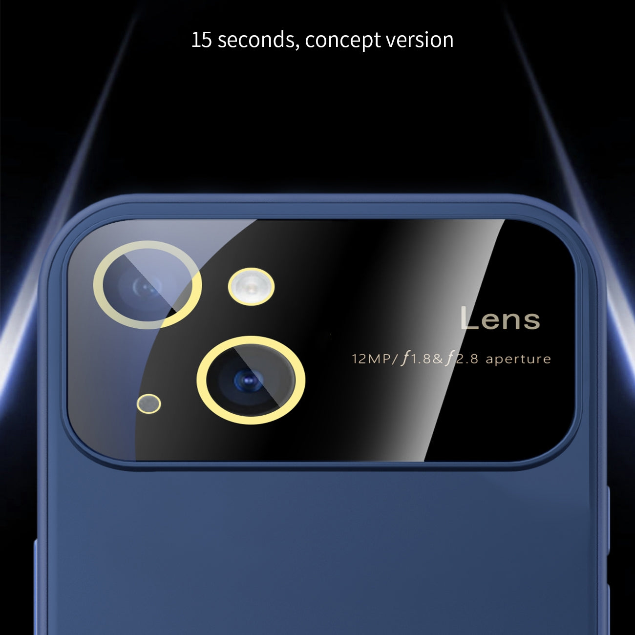 ELECTROPRIME For iPhone 15 Large Glass Window PC Phone Case with Integrated Lens Film(Black)
