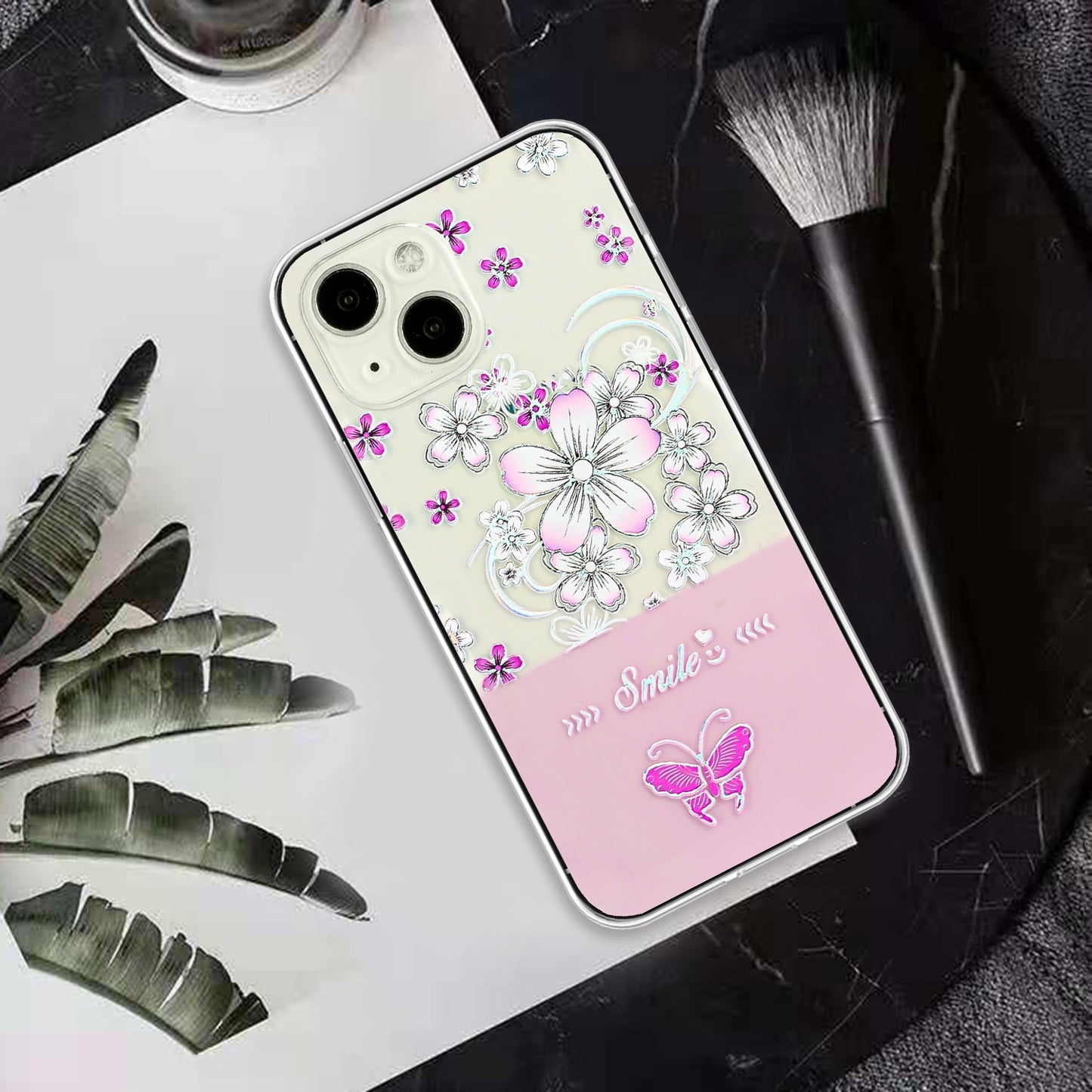 ELECTROPRIME For iPhone 15 Bronzing Butterfly Flower TPU Phone Case(Cherry Blossoms)