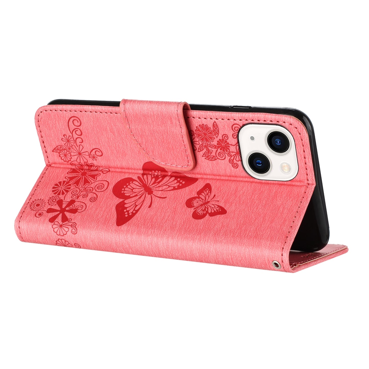 ELECTROPRIME For iPhone 15 Butterfly Embossed Flip Leather Phone Case(Pink)