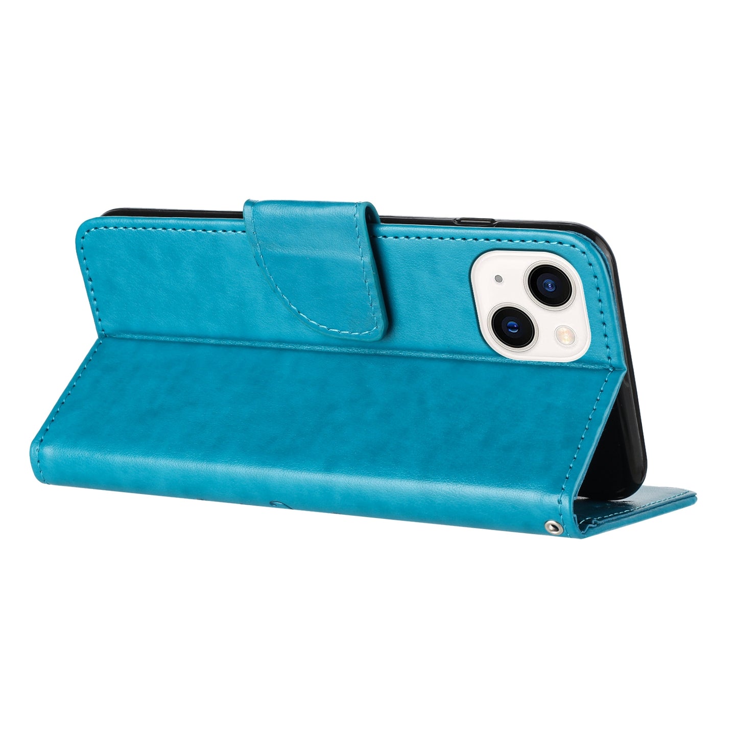 ELECTROPRIME For iPhone 15 Butterfly Flower Pattern Flip Leather Phone Case(Blue)