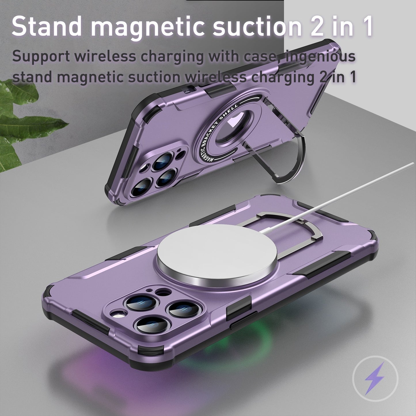 ELECTROPRIME For iPhone 15 MagSafe Magnetic Holder Phone Case(Pink)