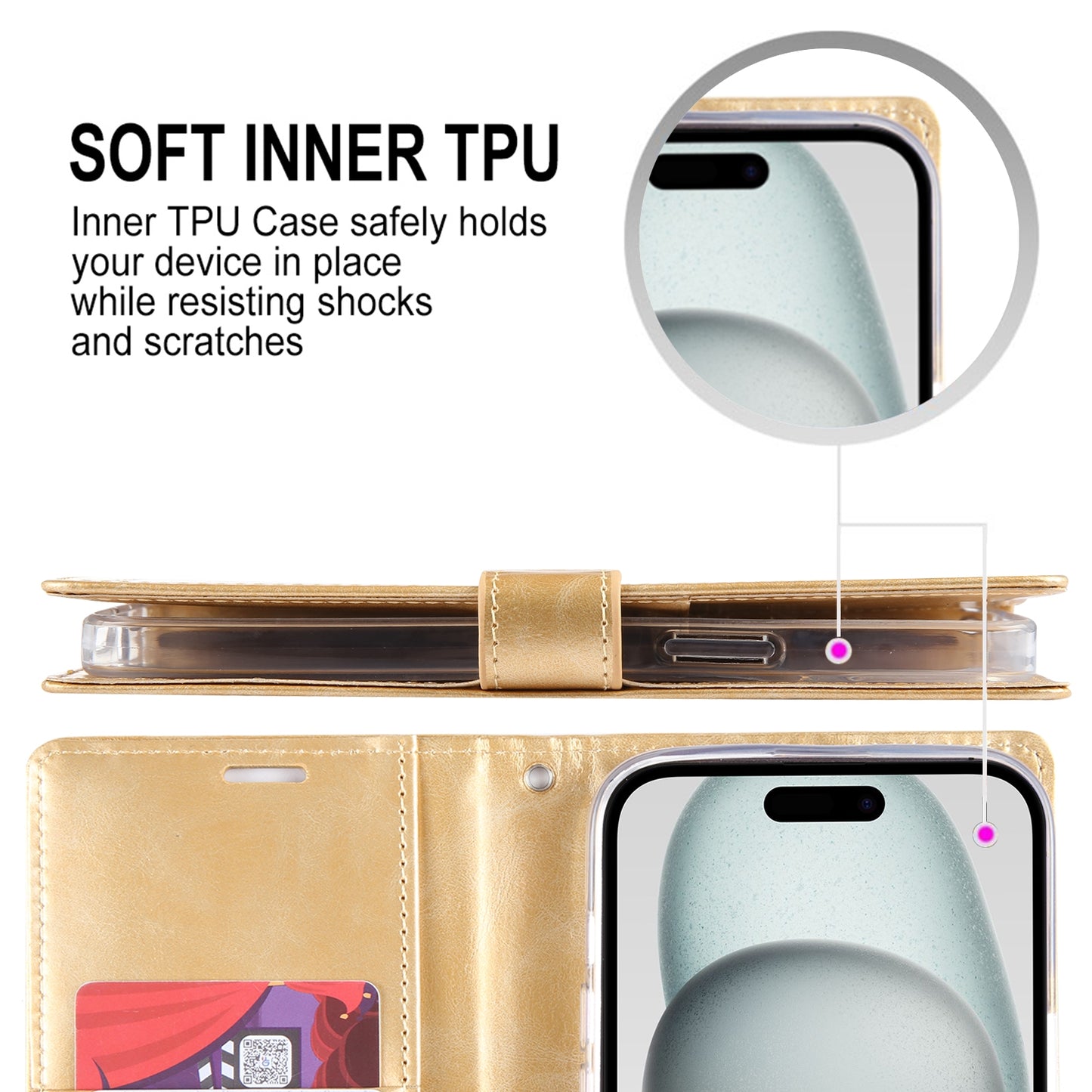 ELECTROPRIME For iPhone 15 GOOSPERY BLUE MOON Crazy Horse Texture Leather Phone Case(Red)