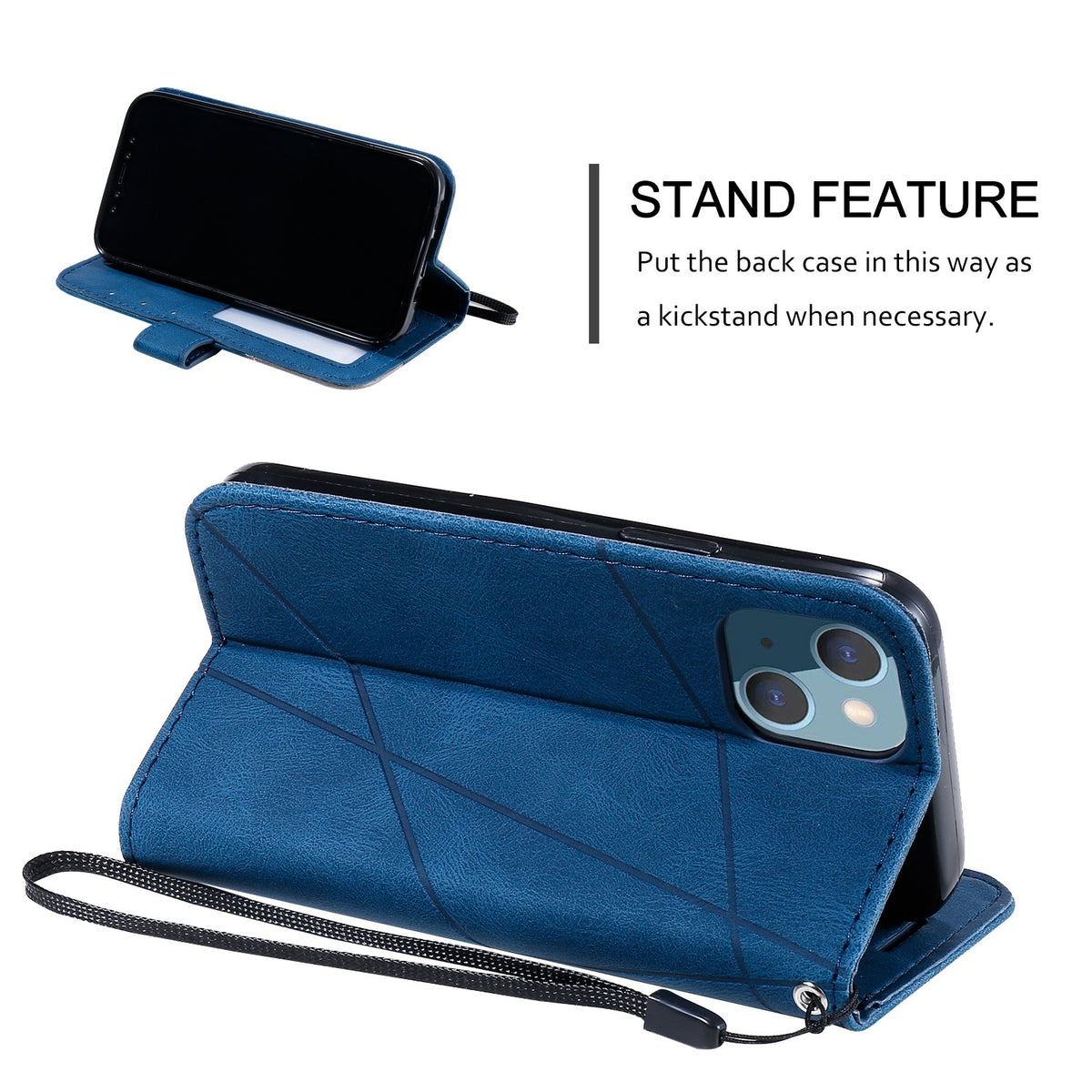 ELECTROPRIME For iPhone 15 Skin Feel Splicing Leather Phone Case(Blue)