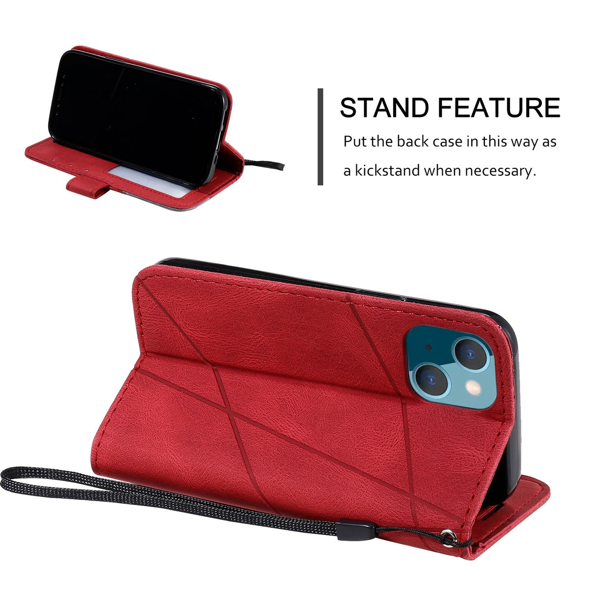 ELECTROPRIME For iPhone 15 Skin Feel Splicing Leather Phone Case(Red)