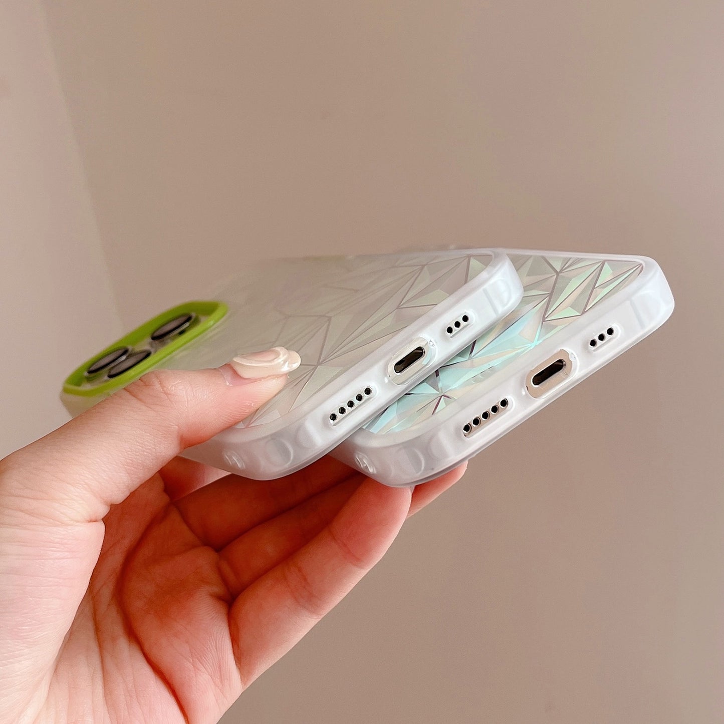 ELECTROPRIME For iPhone 15 Laser Diamond Pattern Frosted Phone Case(Green)