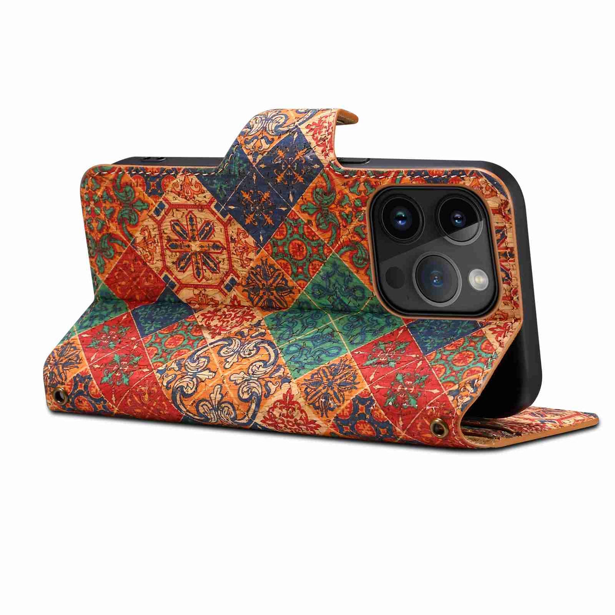 ELECTROPRIME For iPhone 15 Plus Denior Flower Language Series Cork Fabric Oil Edge Leather Phone Case(Winter)
