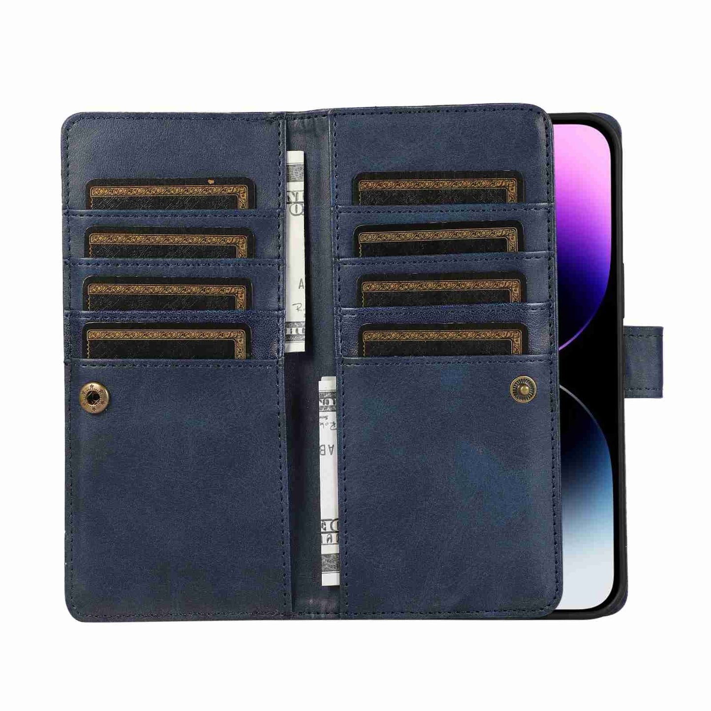 ELECTROPRIME For iPhone 15 Wristband Card Slot Leather Phone Case(Blue)