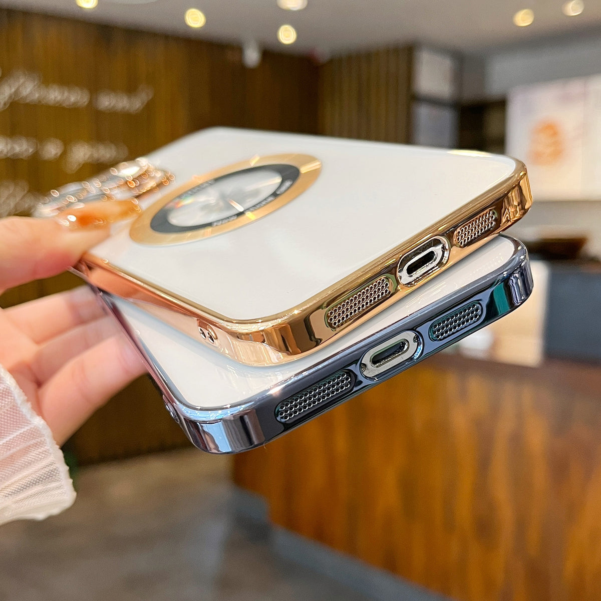 ELECTROPRIME For iPhone 15 Plus Transparent Electroplated PC MagSafe Phone Case(Silver)