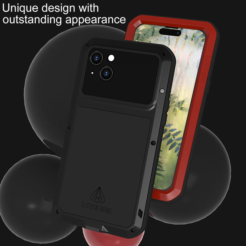ELECTROPRIME For iPhone 15 Plus LOVE MEI Metal Shockproof Life Waterproof Dustproof Phone Case(Black)