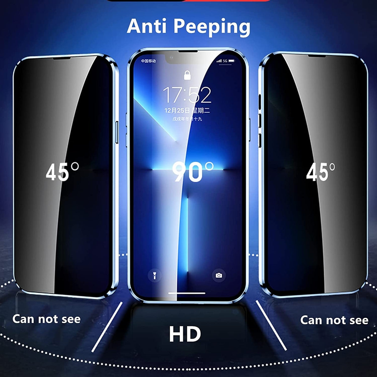 ELECTROPRIME For iPhone 15 Dual-Lock Anti-peeping Glass 360 Full Body Frosted Magnetic Phone Case(Gold)