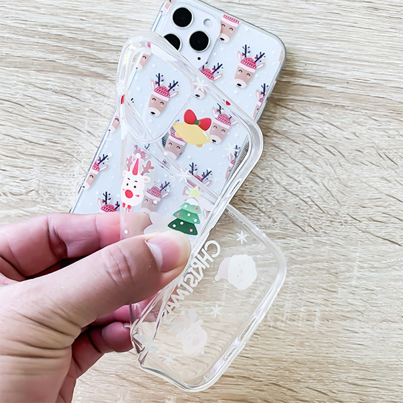 ELECTROPRIME For iPhone 15 Christmas Colored Drawing Pattern High Transparent Soft TPU Phone Case(Elk)