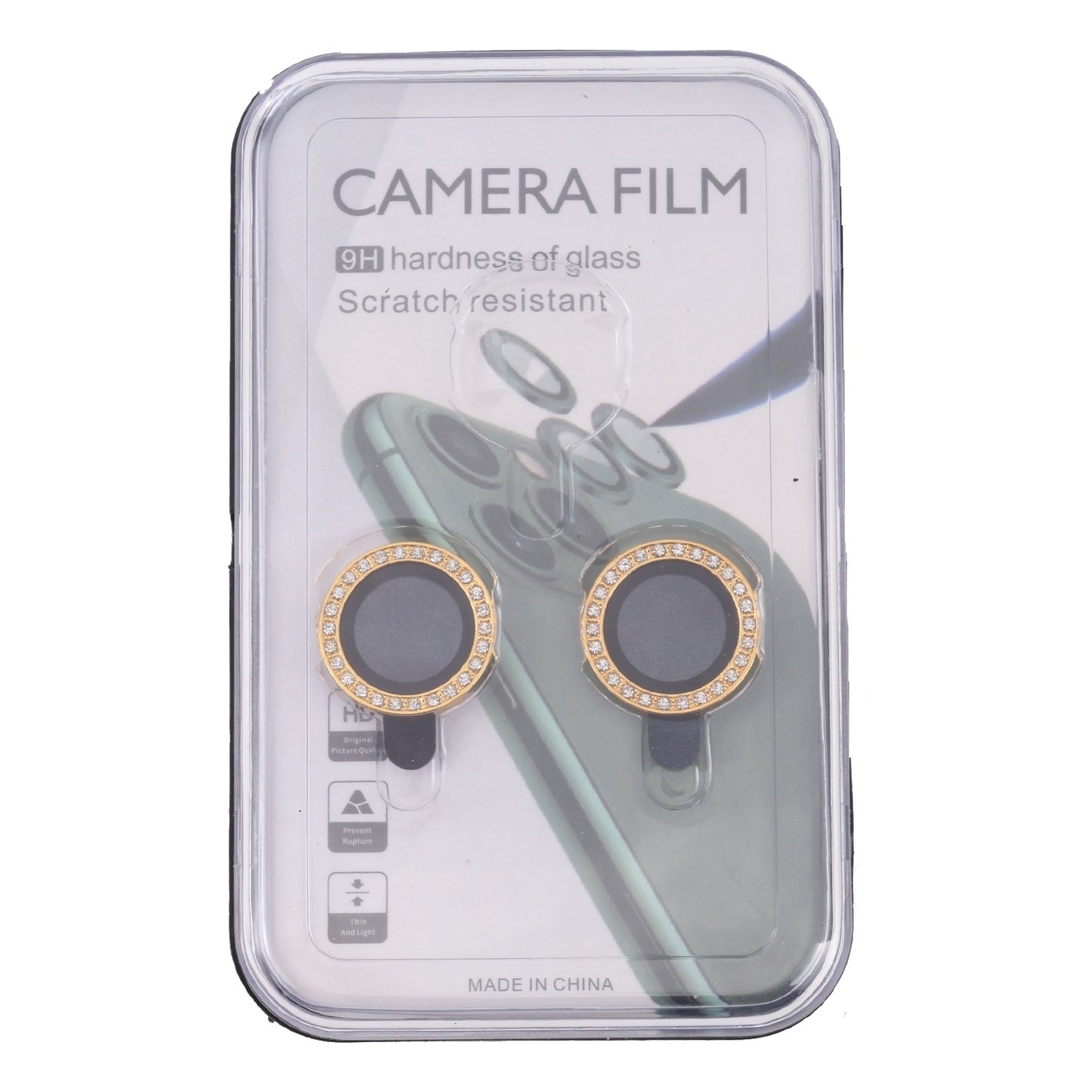 ELECTROPRIME For iPhone 15 / 15 Plus 9H Point Drill Camera Lens Protector Ring(Gold)