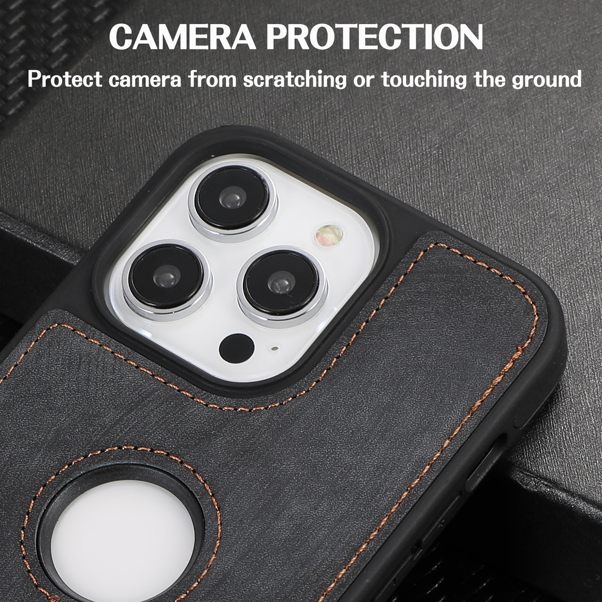 ELECTROPRIME For iPhone 15 Plus Splicing Sewing Hollow Cutout PU Phone Case(Black)