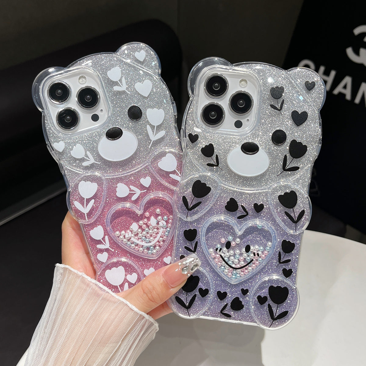 ELECTROPRIME For iPhone 15 Plus Bear Shaped Painted TPU Phone Case(Cloud)