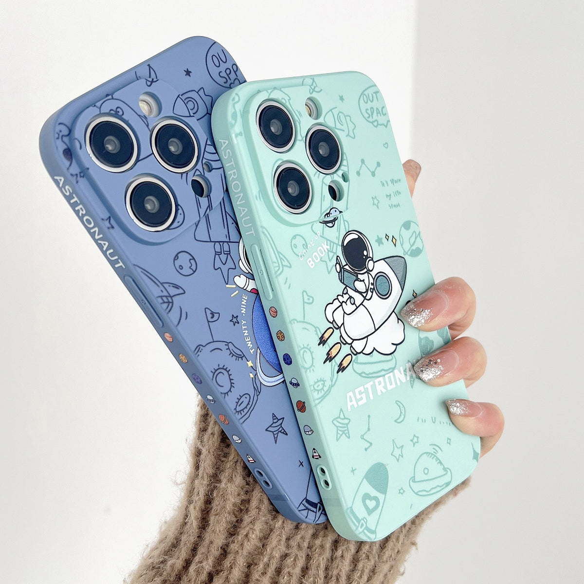 ELECTROPRIME For iPhone 15 Plus Liquid Silicone Straight Side Phone Case(Blue Astronaut)