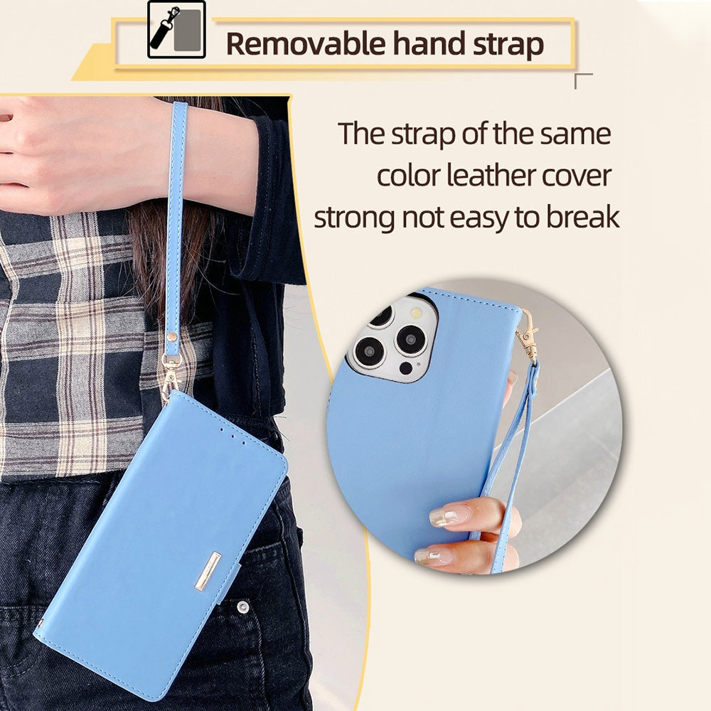 ELECTROPRIME For iPhone 15 Crossbody Chain Leather Phone Case(Blue)