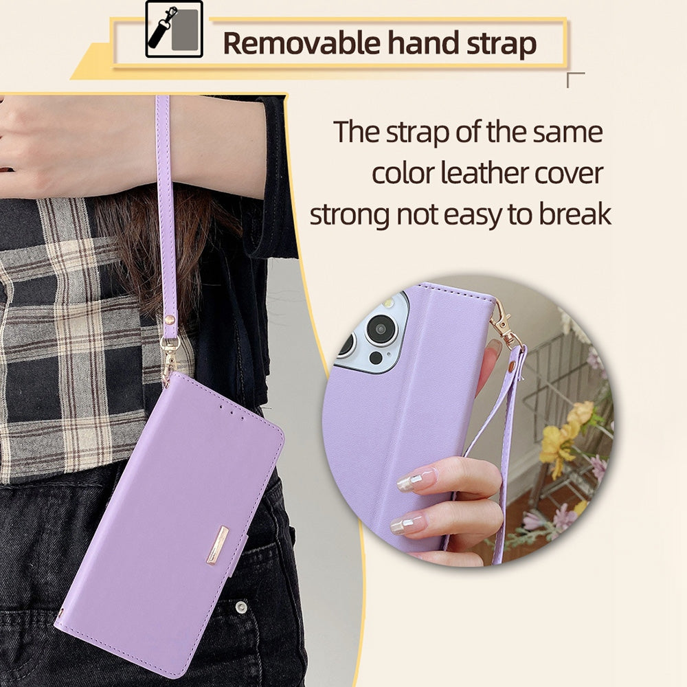 ELECTROPRIME For iPhone 15 Crossbody Chain Leather Phone Case(Purple)