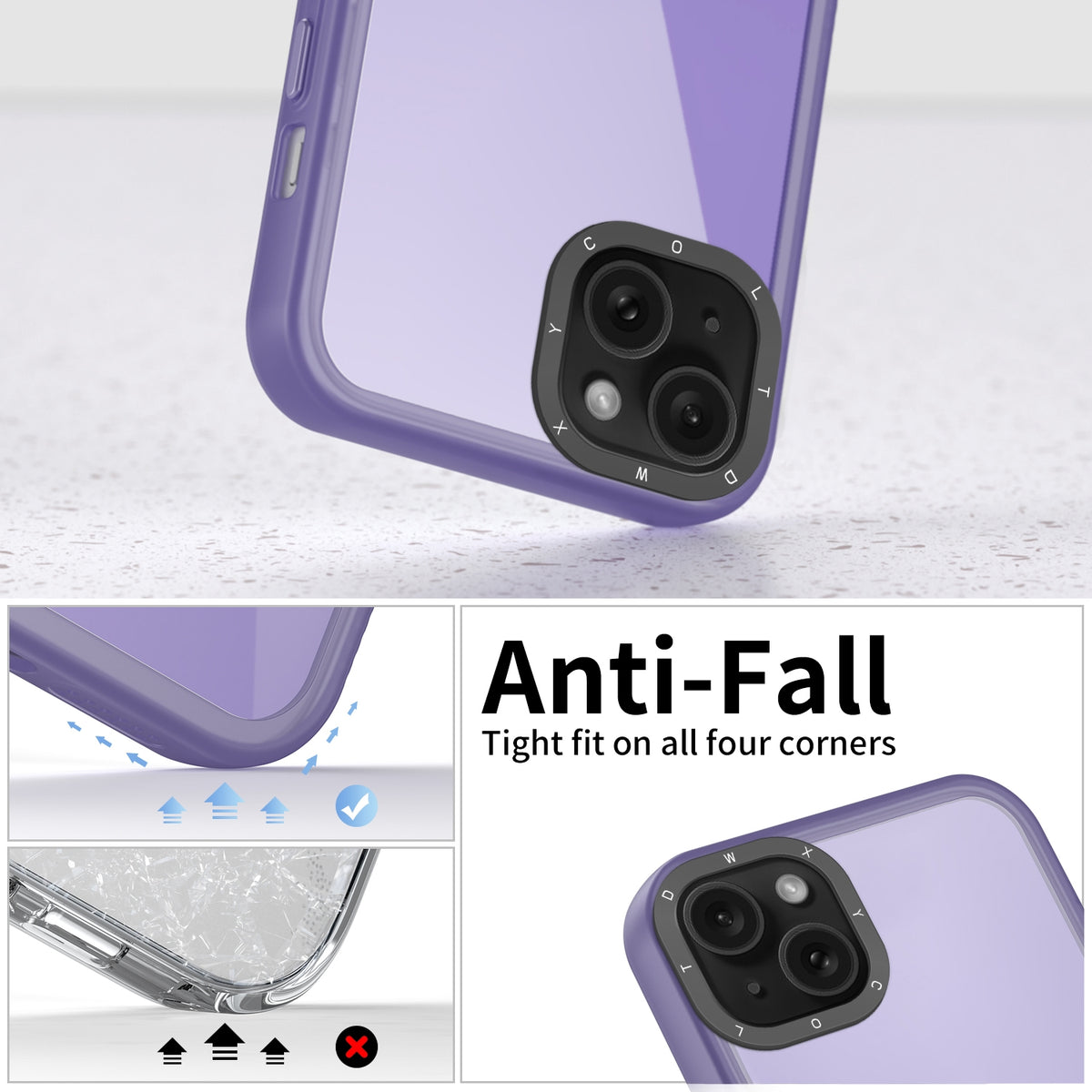ELECTROPRIME For iPhone 15 Frame Two Color Lens Ring TPU Phone Case(Purple)