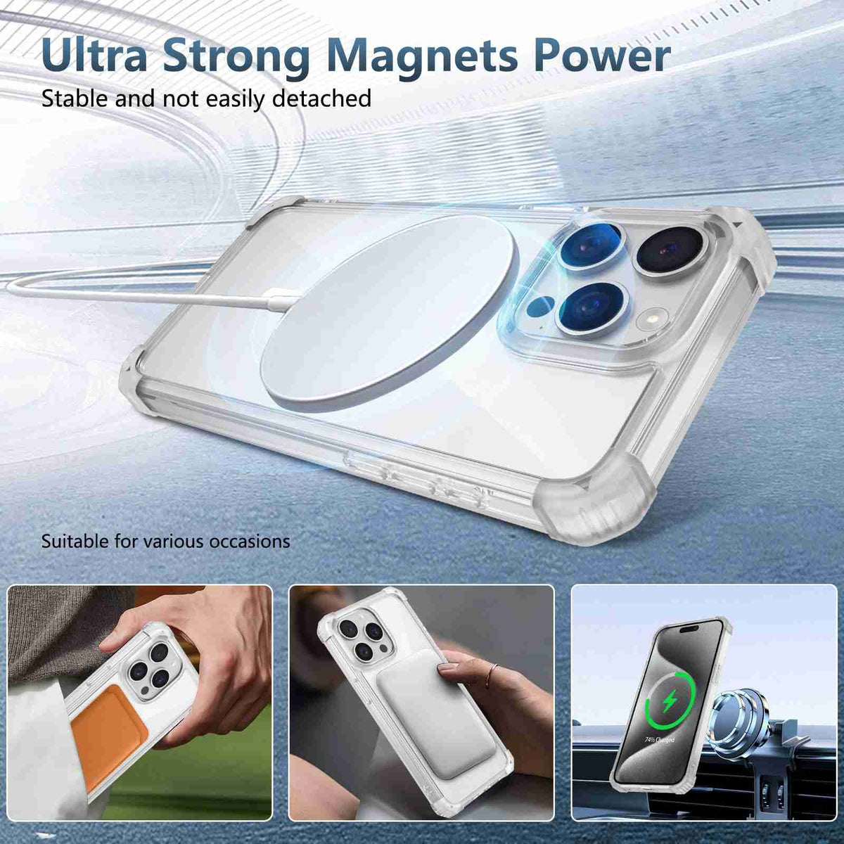 ELECTROPRIME For iPhone 15 Plus Transparent MagSafe Magnetic Phone Case(Transparent)