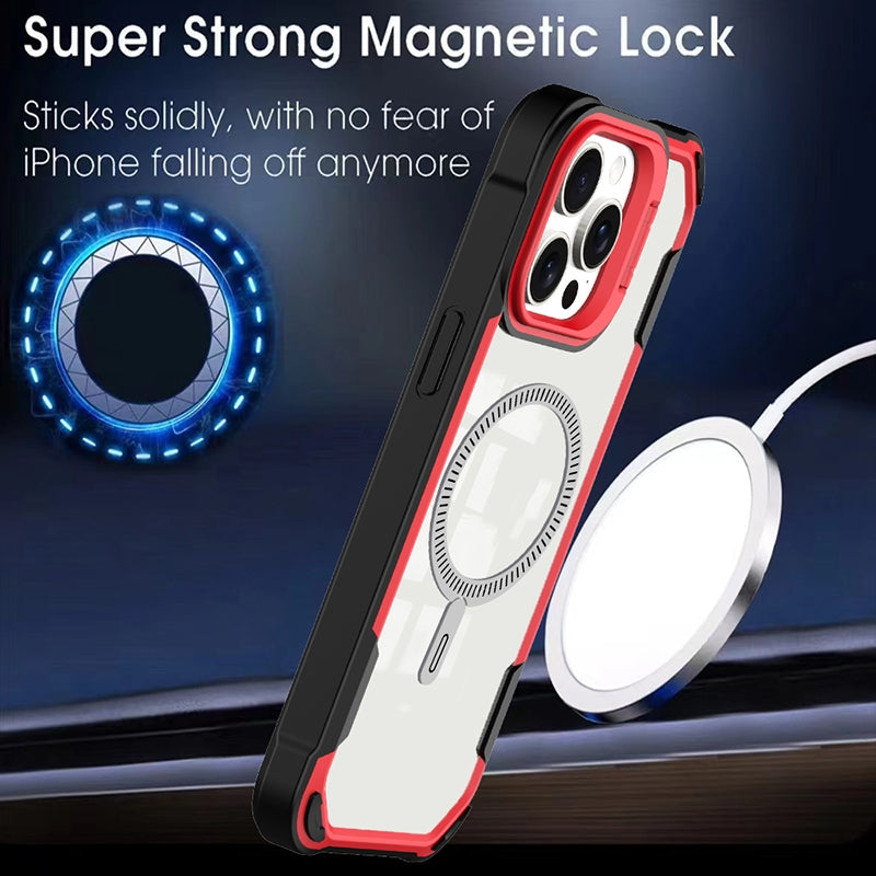 ELECTROPRIME For iPhone 15 Plus Transparent Acrylic MagSafe Lens Holder Phone Case(Orange)