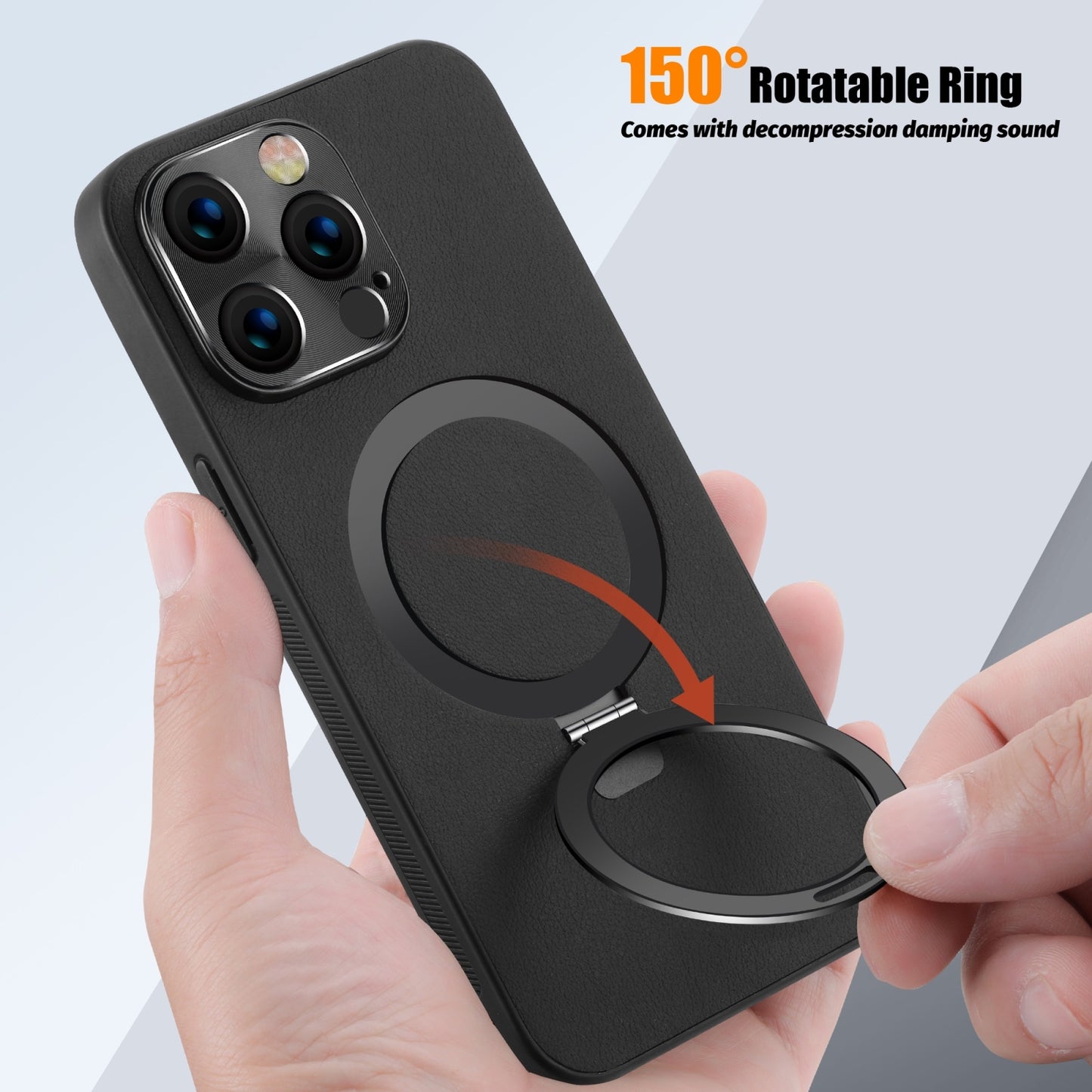 ELECTROPRIME For iPhone 15 MagSafe Rotation Holder PC + Leather Phone Case(Purple)