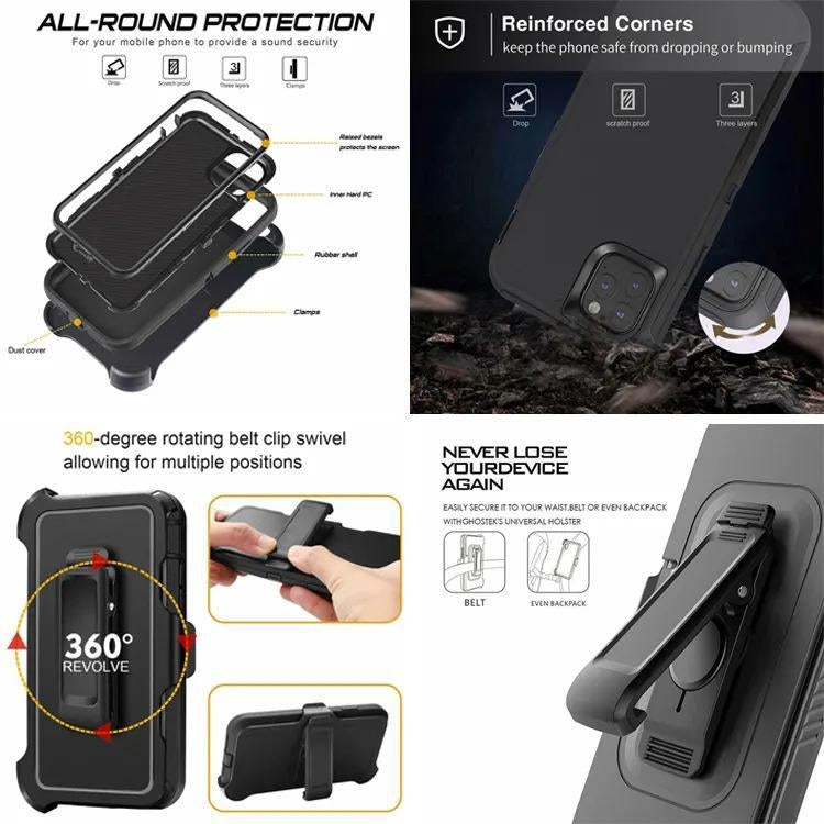 ELECTROPRIME For iPhone 15 Plus Robot Three-proof Life Waterproof Phone Case with Holder(Rose Red + Blue)