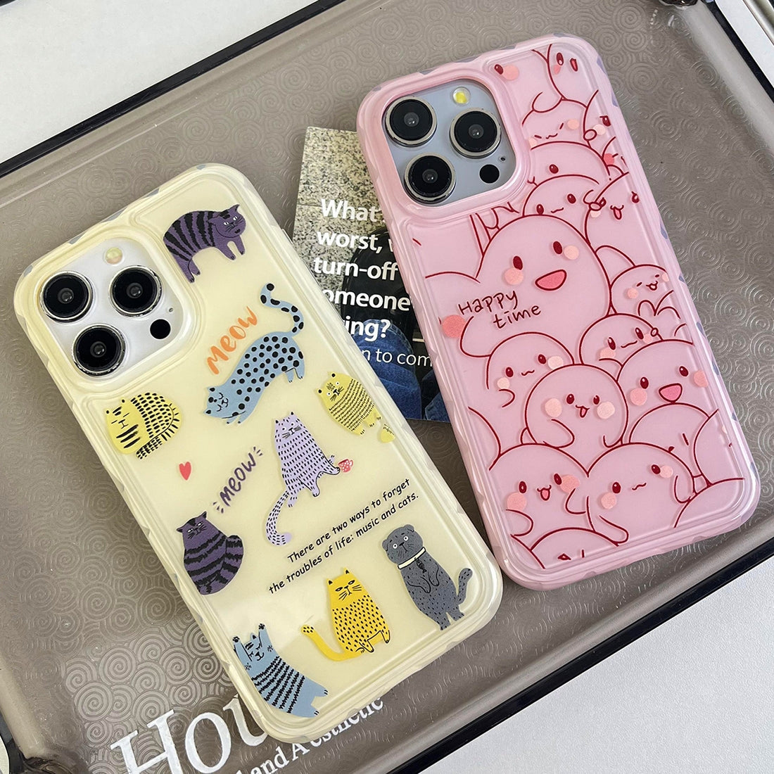 ELECTROPRIME For iPhone 15 Creative Edge Elves Cat Pattern TPU + PC Phone Case(Pink)