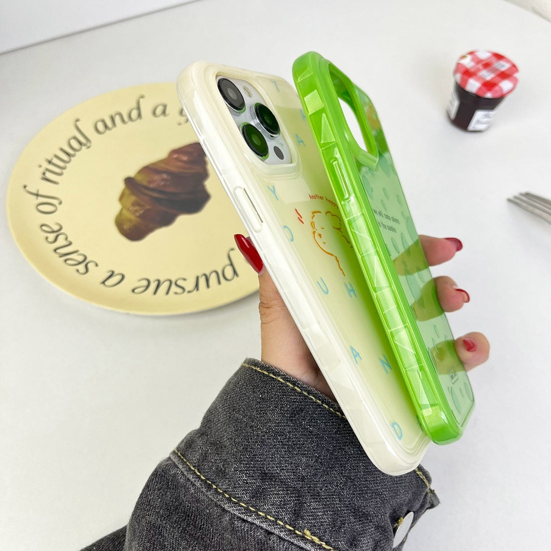 ELECTROPRIME For iPhone 15 Creative Edge Small Fresh Pattern TPU + PC Phone Case(Green)