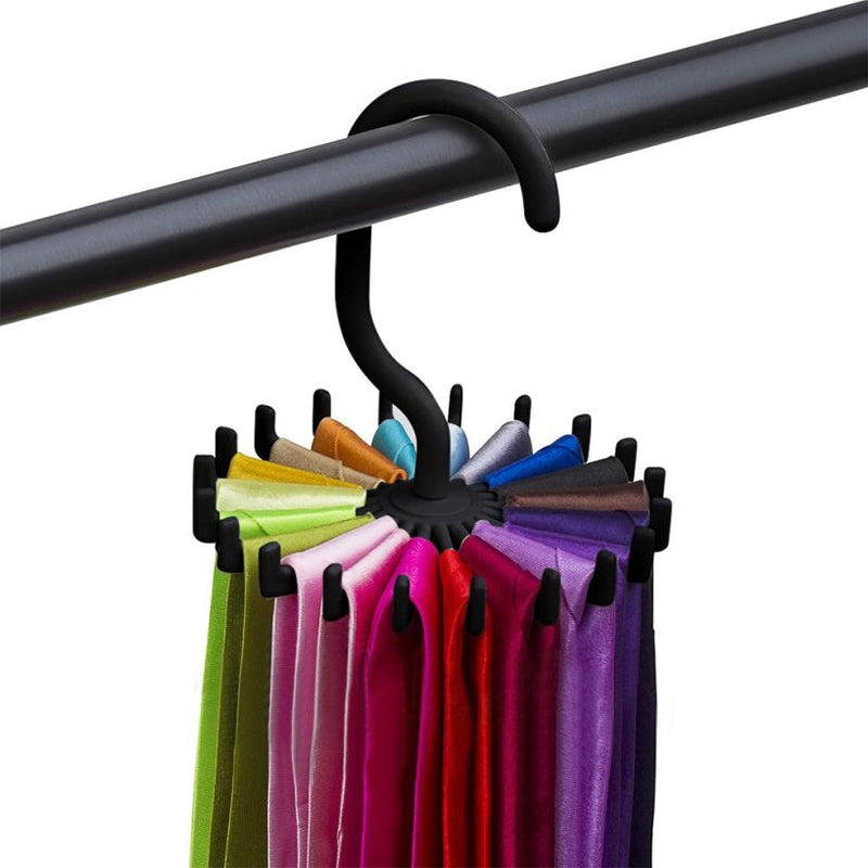 ELECTROPRIME 20 Claws 360 Degree Rotatable Tie Rack Belt Scarf Hanger Holder, Size: S(Black)