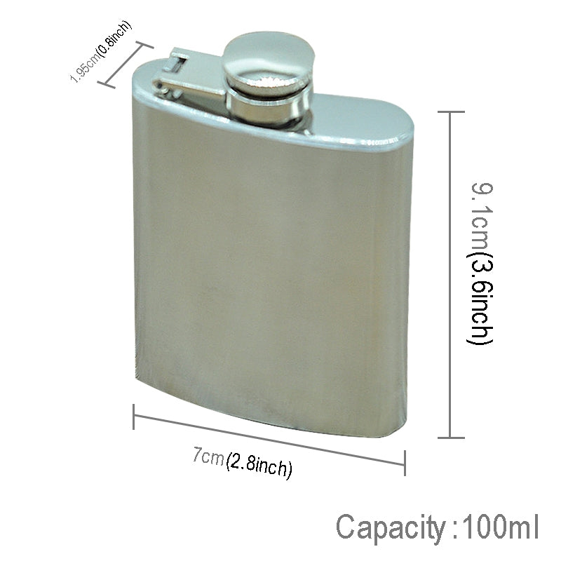 ELECTROPRIME 100ml(3.5oz) Pocket Flagon Outdoor Sports Flat Liquor Flask Camping Ultralight Portable Wearproof Wine Pot(Silver)