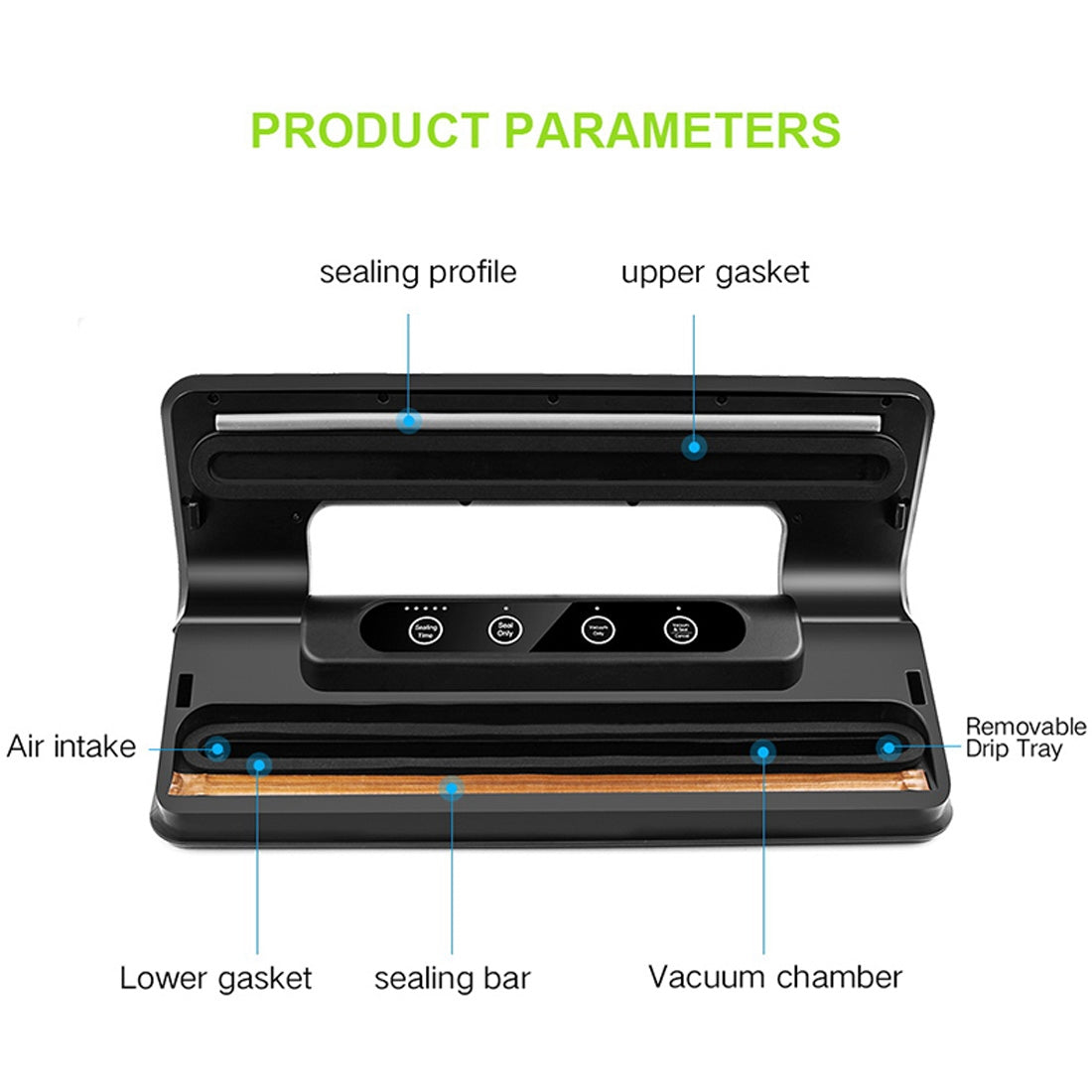 ELECTROPRIME Automatic Vacuum Sealer for Household Food Preservation, with Food Grade Vacuum Bags, US Plug