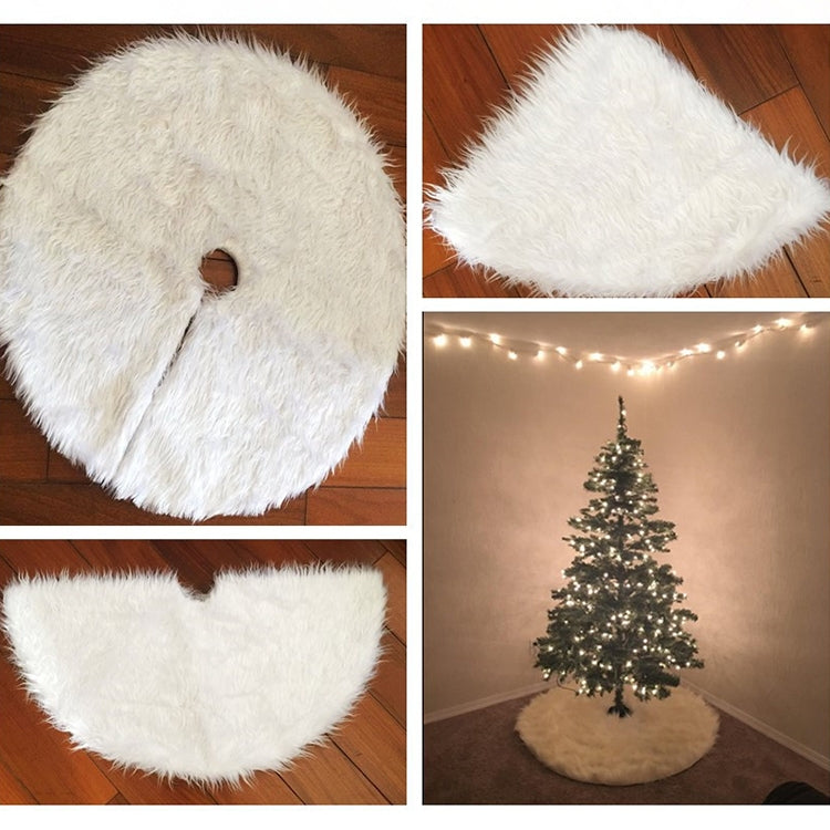 ELECTROPRIME Christmas Tree Plush Skirt White Round Ornament Decoration, Diameter: 90cm