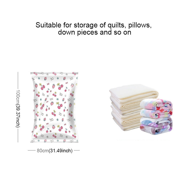 ELECTROPRIME 4PCS Space Saving Candy Color Pattern Vacuum Storage Bag, Explosion-proof Thinken Quilts Clothing Vacuum Seal Storage Bag with a Free Hand Pump, Size: 80*100 cm