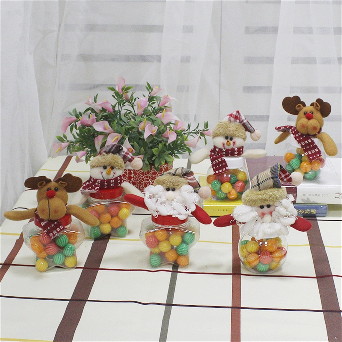 ELECTROPRIME Circle Shape Snowman Candy Jar Christmas Decoration