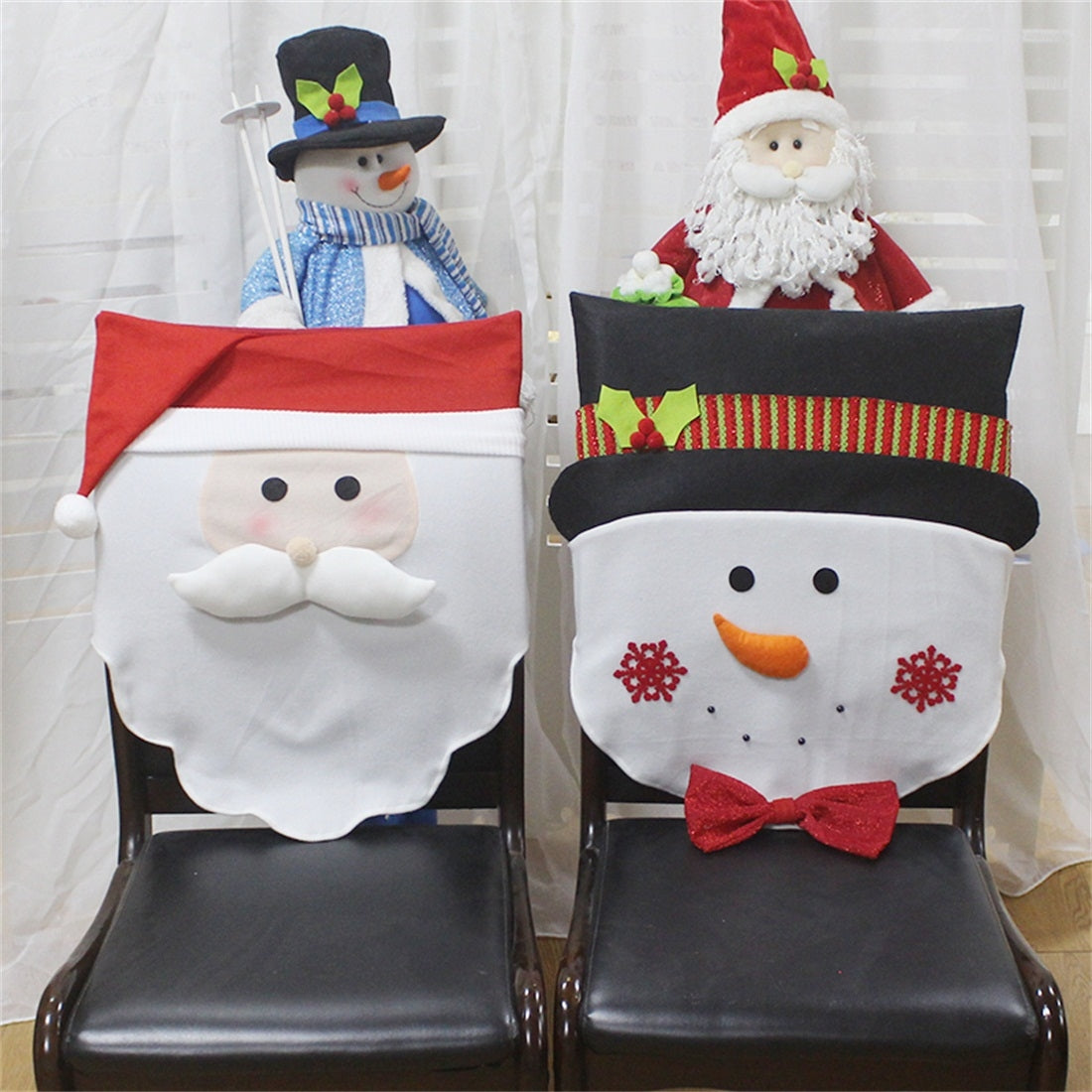 ELECTROPRIME Snowman Pattern Dinner Table Chair Cover Christmas Decoration