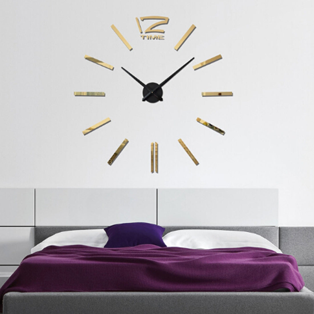ELECTROPRIME 39 inch Bedroom Home Office Decoration Modern Frameless Large DIY 3D Mirror Wall Sticker Mute Clock(Gold)