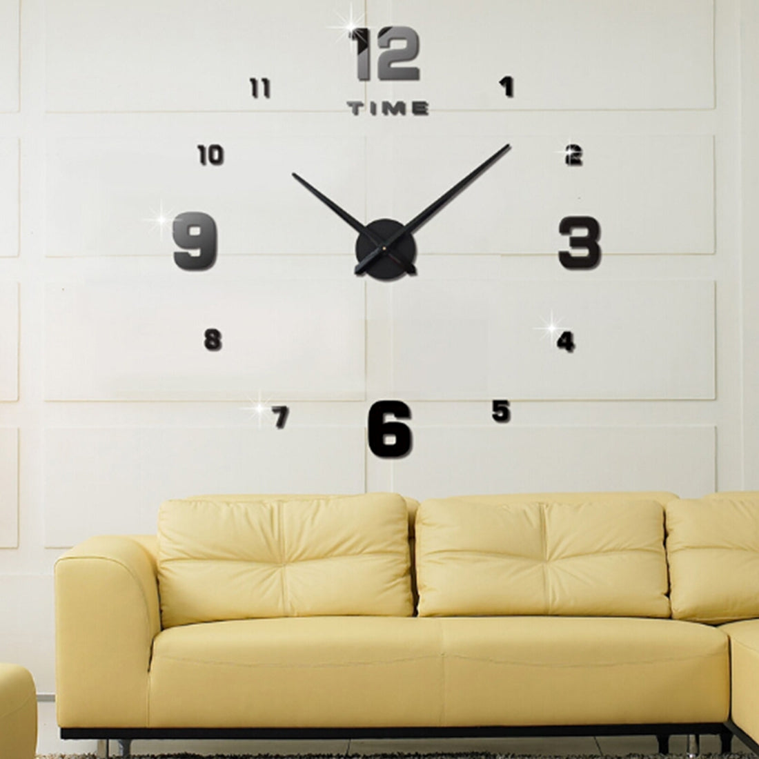 ELECTROPRIME Bedroom Home Decoration Mirrored Number Frameless Large 3D DIY Wall Sticker Mute Clock, Size: 100*100cm(Black)