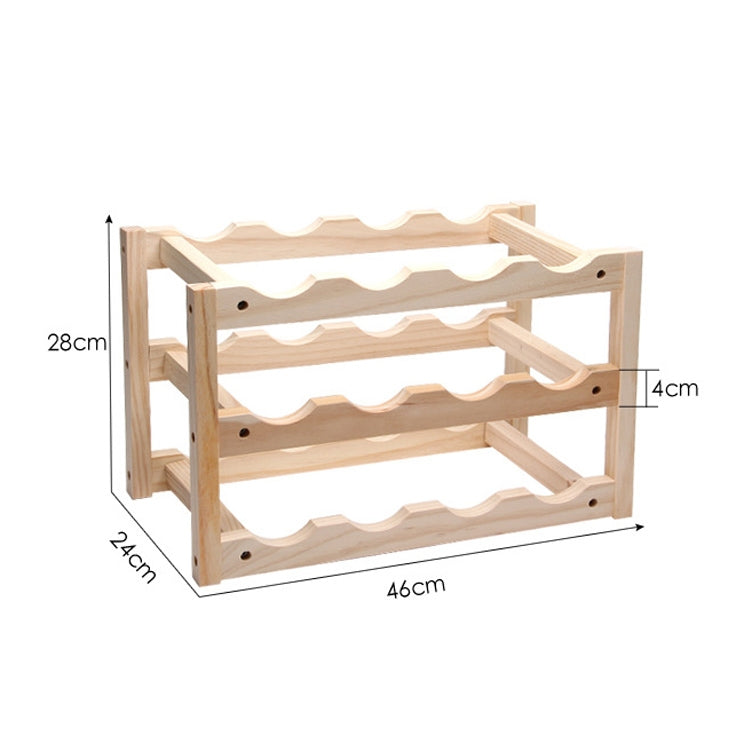 ELECTROPRIME Solid Wood Folding 12-bottle Wine Display Rack Multi-layer Wine Rack, Size: 46x24x28cm