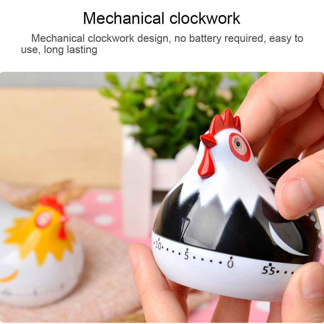 ELECTROPRIME Chicken Shape 60 Minutes Mechanical Kitchen Cooking Count Down Alarm Timer Home Decorating Gadget, Random Color Delivery