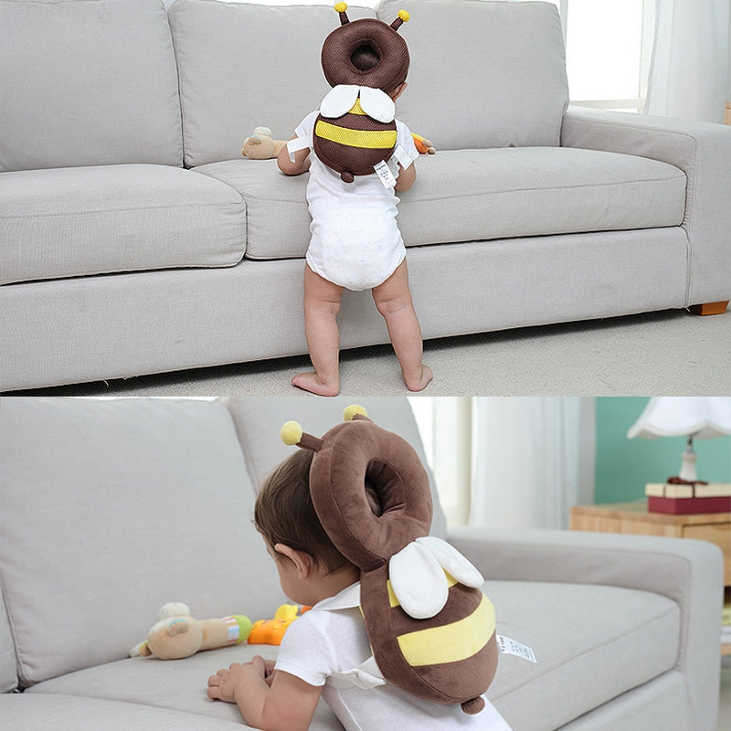 ELECTROPRIME Big Brown Plush Bee Pattern Shockproof Head Pad for Baby Children Waliking
