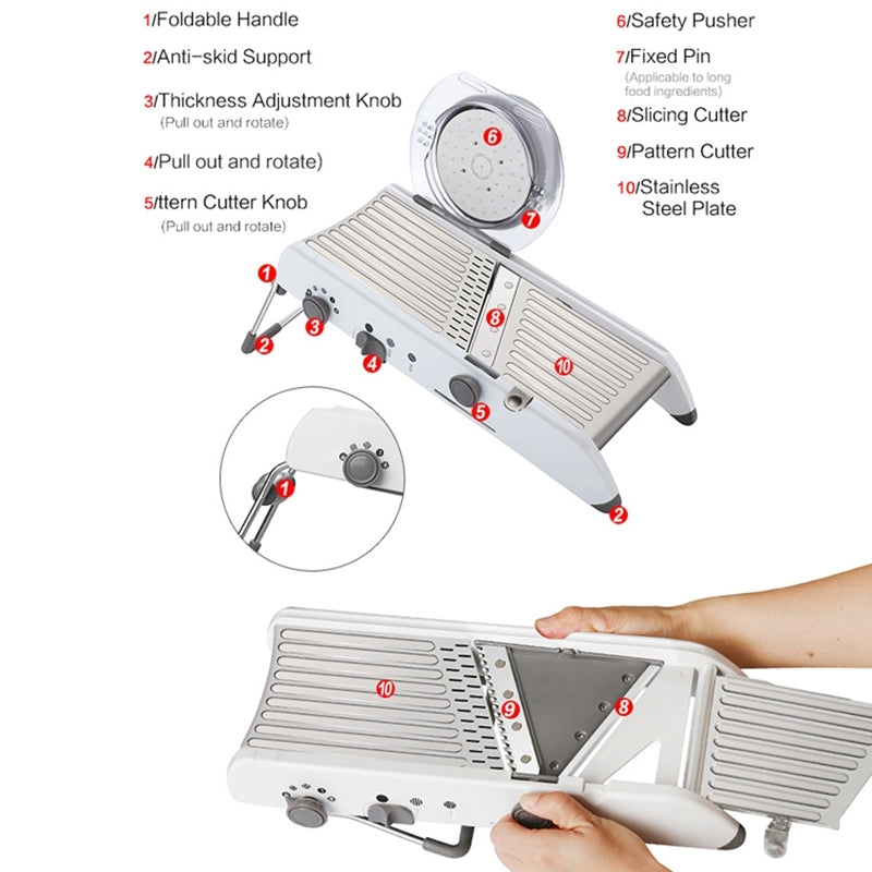 ELECTROPRIME CZ-01 Multifunctional Household Stainless Steel Manual Vegetable Cutting Machine Carrot Potato Grater (Silver)