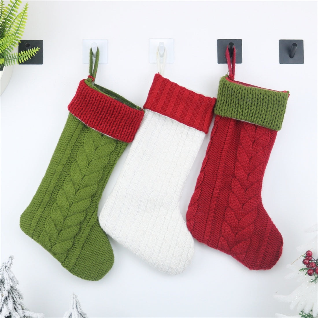 ELECTROPRIME CX20221 Christmas Wool Knitting Sock Gift Bag Christmas Tree Pendant Decoration(Green)
