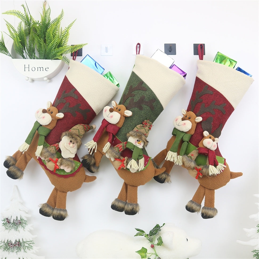 ELECTROPRIME CX20226 Santa Claus Pattern Christmas Sock Gift Bag Christmas Tree Pendant Decoration