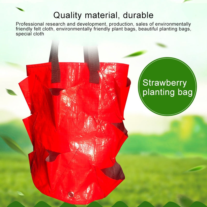 ELECTROPRIME CMD-3 3 Gallon Hanging Strawberry PE Planting Bag Horticultural Flower Planting Bag(Green)