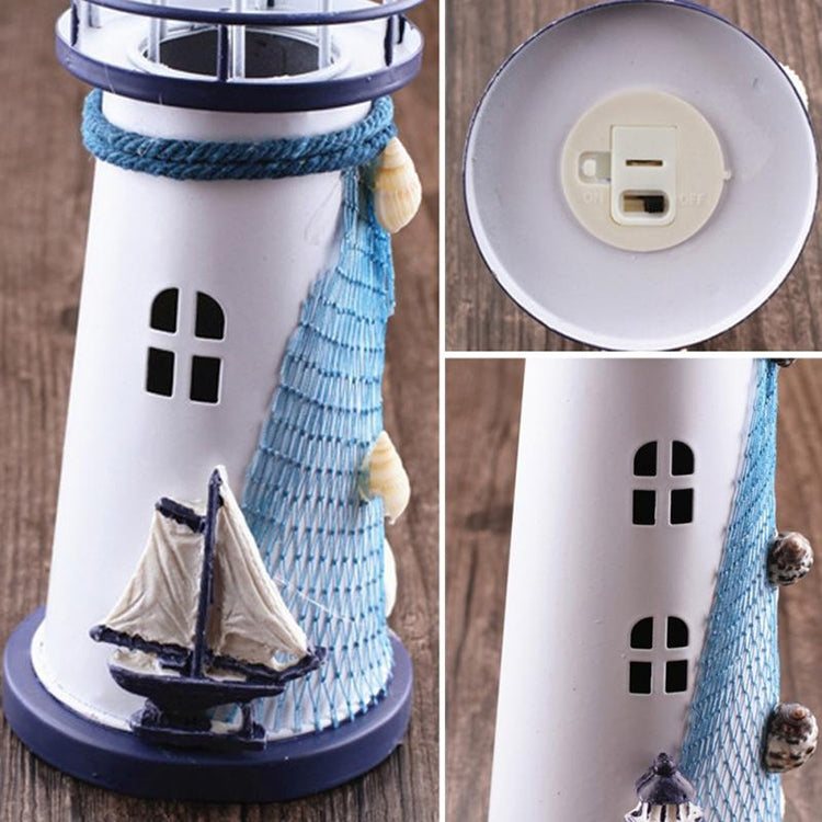 ELECTROPRIME Creative Mediterranean Style Iron Handmade Flash Lighthouse, Random Style Delivery, Size: 14.5*6.5cm